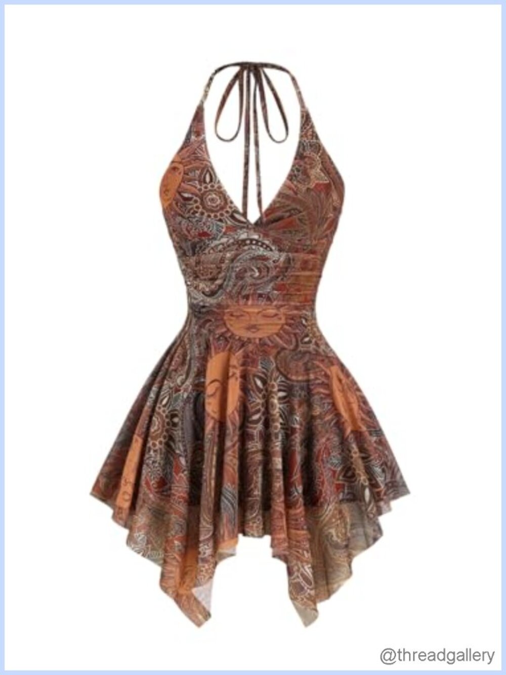 Women's Hippie Mini Dress Western Cowgirl Festival Outfit Halter Backless